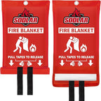 Fire Blanket Emergency for Home Kitchen - 40"x40" Fireproof Safety Protection Fiberglass Flame Retardant Blankets Survival Essential Kit for Outdoor Camping House Car Fireplace Grill BBQ - 2 Pack