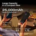 EF ECOFLOW Rapid Power Bank 25,000mAh, 170W Portable Charger with Dual 140W USB-C Ports for Multi-Device Charging, Smart TFT Screen, Compatible with iPhone Series, Samsung, Laptop and More (Black)