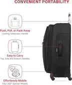 SWISSGEAR Sion Softside Expandable Spinner Luggage Durable Lightweight Travel Suitcase, Black, Checked-Large 29-Inch