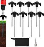 8 Pack Screw in Tent Stakes Heavy Duty,8 Inch Ground Anchors Screw in,Metal Stakes with Hex Head Driver,Camping Tent Accessories.(Black)