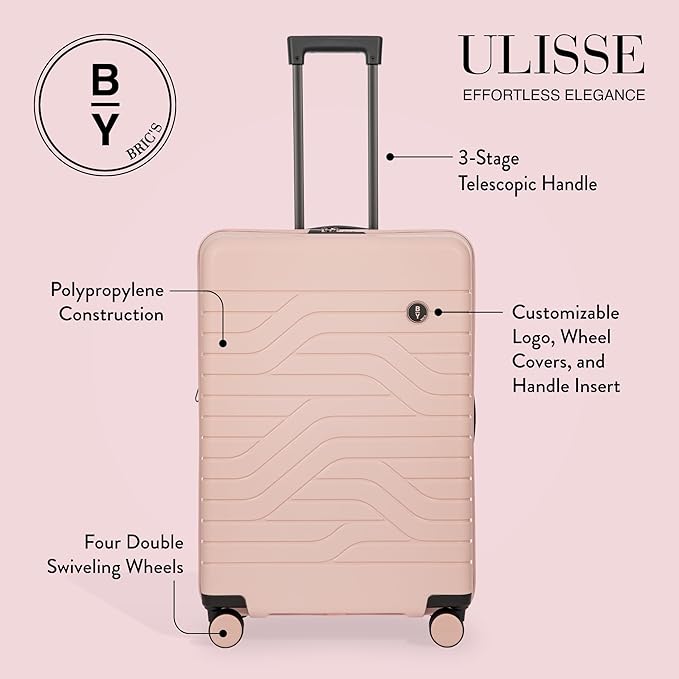 Bric's 28" Expandable Spinner Suitcase - Travel Luggage with TSA-Approved Lock and Hard Shell Exterior - B|Y Ulisse - Pearl Pink