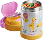 15 oz Soup Thermo for Hot Food Kids Insulated Food Jar with Spoon,Lunch Thermo Container, Width Mouth Vacuum Stainless Steel Food Thermo for School Travel, Leakproof, Easy to Open(Yellow)