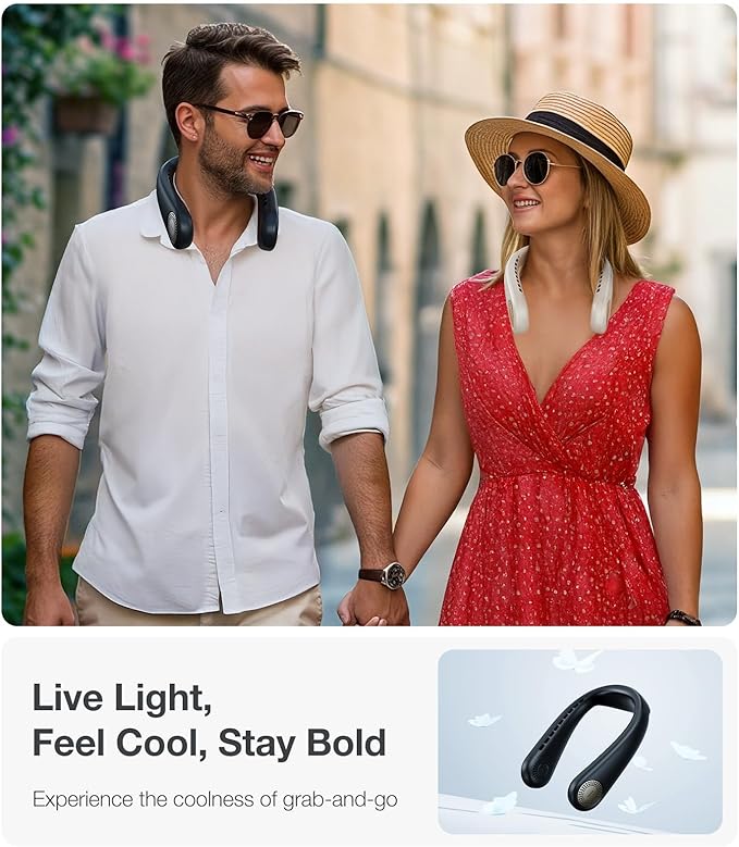 TORRAS COOLiFY Air 2025 Upgraded Neck Fan Air Conditioner, Dual-Airflow Pro Cooling, Ultra Light Portable Fan Rechargeable, Personal Cooling Fan Travel Essentials, Gifts for Dad Husband Father, Black