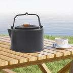 Camping Kettle, Stainless Steel Portable Coffee Tea Pot with Anti-Scald Handles, 35.2oz Capacity for Outdoor Camping Hiking Picnics (Black)