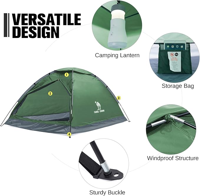 CAMEL CROWN Tents for Camping 2/3/4/5 Person Camping Dome Tent, Waterproof,Spacious, Lightweight Portable Backpacking Tent for Outdoor Camping/Hiking