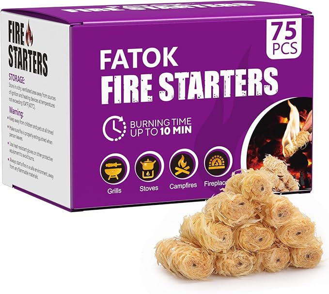 75pcs Fire Starter, Natural Tumbleweed Fire Starters for Campfires, Fireplace, Fire Pit, BBQ, Chimney, Pizza Oven, Pellet Stove & Wood, Charcoal Starter for Grill (75pcs)
