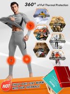 romision Thermal Underwear for Men Long Johns Fleece Lined Hunting Gear Bottom Top Set Base Layer for Cold Weather Gift