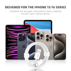 AHDFWI 3 Pack USB A to USB Type C Cable Fast Charging Cable for iPhone 16E 16 15 Pro Plus Pro Max for iPad Pro/Air 5th 4th Mini 6th Gen Charger Charging Cord, for MacBook Pro and More [10FT]