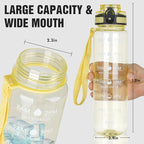OLDLEY Water Bottle, 32oz Motivational Sports Water Bottle with Time Marker - Times to Drink - Tritan, BPA Free, Wide Mouth Leakproof, Clear Star (1 Bottle)