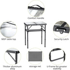 Folding Camping Table with Storage Net, 3 Adjustable Height Max 27.5" Aluminum Small Folding Table, Portable Table with Carry Handle, Lightweight, for Outdoor Indoor Travel Camping Picnic