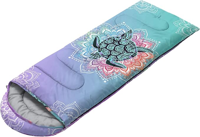 HOSIMA Cartoon Axolotl Sleeping Bags for Kids 10-12,Blue Cartoon Kids Sleeping Bags for Girls Boys,Compact Sleeping Bag for Camping Essentials and Hiking.