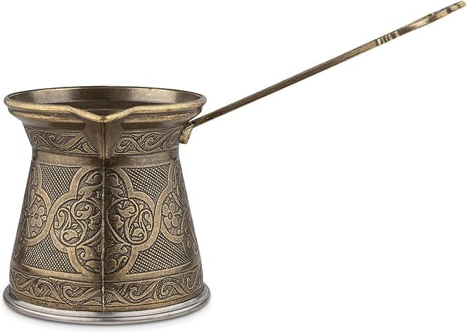 Alisveristime Authentic Turkish Coffee Pot, Handmade Cezve/Ibrik, 4-Inch Width, 4-Inch Height - 20.28 Ounce Enhance Your Coffee Experience Now! (6 Cup) (Antique Green)