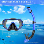 Snorkeling Gear for Adults, Adult Snorkel Mask Set Scuba Diving Dry-Top, Swimming Goggles w/Nose Cover, HD Tempered Glass Panoramic Anti-Leak Anti-Fog, Travel Snorkeling Packages Storage Bag, 2 Pack