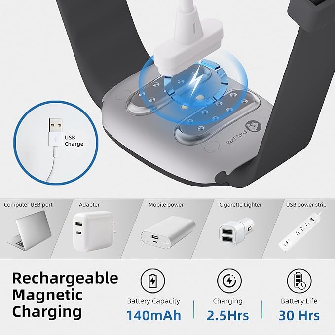 EmeTerm Fashion FDA-Cleared Relieve Nausea Electrode Stimulator Morning Sickness Motion Travel Sickness Vomit Relief Rechargeable No Gel Drug Free Wristbands Without Side Effects (2 Pack)