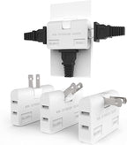 ETwinCoo 3 Way Flat Wall Outlet Extender Safe AC Adapter - 2-Prong Swivel Mini Indoor Wall Tap Plug, Outlet Splitter (Quick & Easy Install) Perfect for Home and Travel, Type A, White (3 Pack)