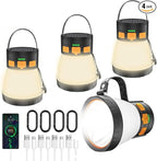 4 Pack LED Camping Lantern, 1500 Lumens Camping Lantern Rechargeable with Solar Panel Charging, Waterproof, 8 Light Modes, 7500mAh Power Bank, Camping Flashlight for Hurricane Emergency, Outdoor