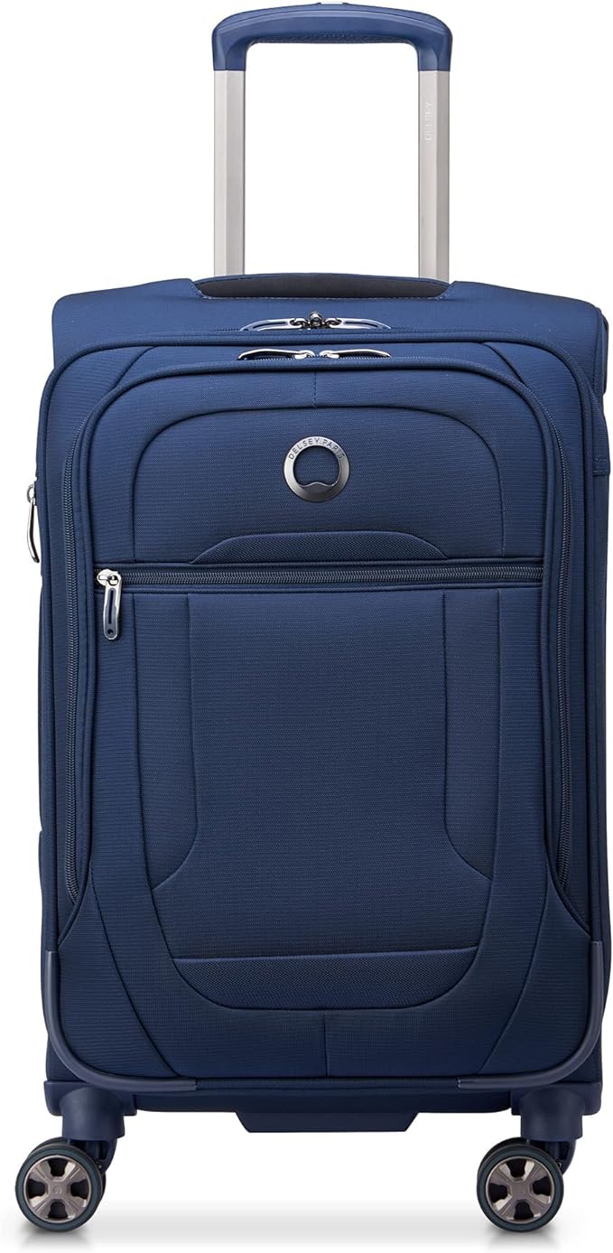 DELSEY PARIS Helium DLX Softside Expandable Luggage with Spinner Wheels, Navy Blue, Carry on 20 Inch