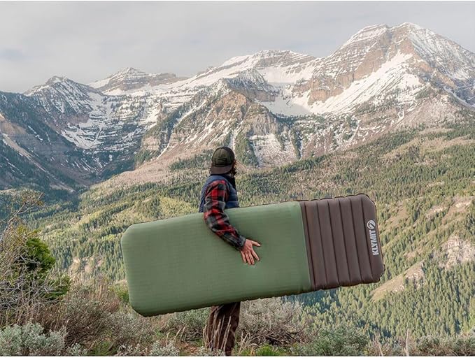 Klymit Klymaloft Lofted Hiking and Backpacking Air Bed, Inflatable Sleeping Pad for Camping with Memory Foam,Green
