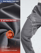 baleaf Men's Fleece Lined Hiking Cargo Pants Softshell Water Resistant Snow Thermal Pants Winter Insulate with Zipper Pocket