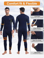 romision Thermal Underwear for Men Long Johns Fleece Lined Hunting Gear Bottom Top Set Base Layer for Cold Weather Gift