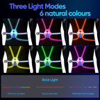 LED Reflective Running Vest Lights for Runners, Running Lights with Front Light, Safety USB Rechargeable Reflective Night Lights For Men/Women Running Walking Cycling, Three Light Modes with 7 Colors