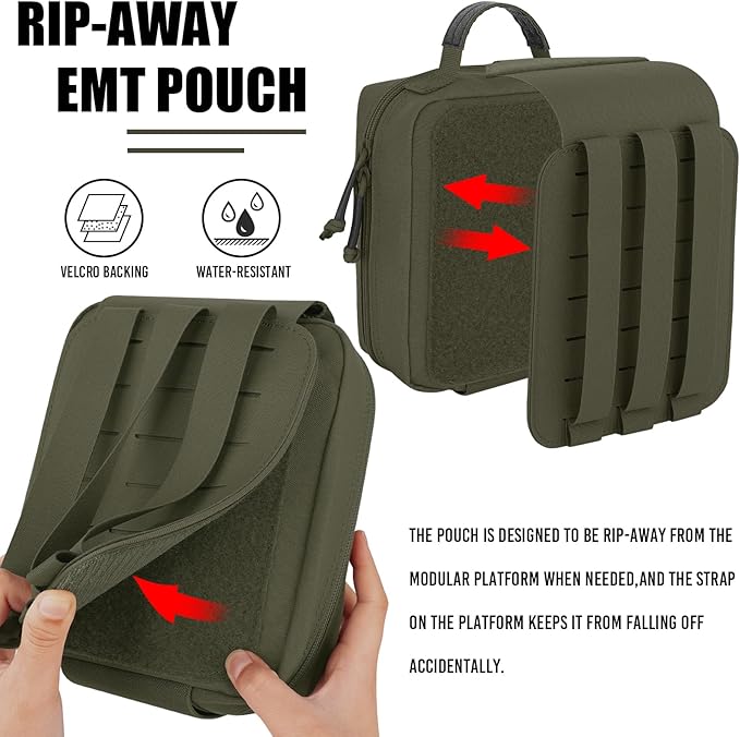 PETAC GEAR Tactical Rip Away Medical IFAK Pouch Tear Off First Aid EDC Pouches Molle & Belt Outdoor Emergency Survival Bag