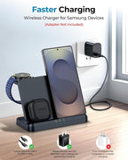 EGV Wireless Charger for Samsung – 3 in 1 Wireless Charging Station for Galaxy S25 Ultra S24 S23, Z Fold Flip 7/6, Detachable Watch Charger for Galaxy Ultra 8/7/6, Foldable, Fast Charging, No Adapter