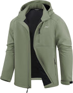 WULFUL Men's Softshell Jacket Waterproof Lightweight Insulated Windbreaker Fleece Lined Rain Shell Jacket for Hiking Travel