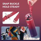 Enerbone 24 oz Insulated Water Bottle, Stainless Steel Bottle with Carrying Strap, Double-Wall Vacuum Insulation Design, Leakproof Sports Bottle with Straw, Keep Drinks Cold or Hot for Hours