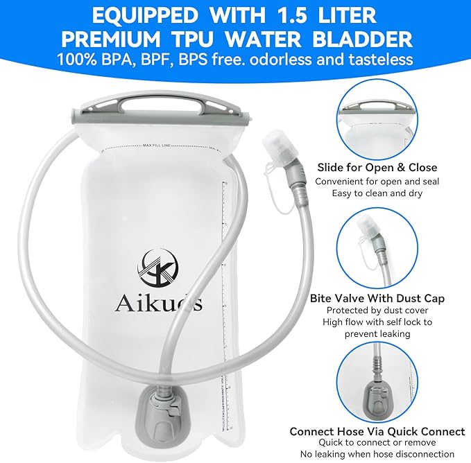 Reflective Hydration Running Vest Backpack | Lightweight 1.6L Water Bladder Bag for Trail Running, Cycling & Marathon | Perfect for Men & Women with Mobile Holder & Multiple Pockets | Premium Black