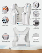 Running Vest for Women Men, USA Original Patent, Adjustable Chest Straps Running Hydration Vest with 500ml Soft Flask, Lightweight Reflective Hydration Backpack for Marathon