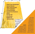 12-Pack Emergency Mylar Thermal Blankets, 82"x62" Space Blankets Foil Blanket, XL Camping Blanket for Outdoors, Hiking, Survival kit, Bug Out Bag，Marathons or First Aid, Golden