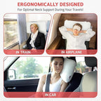 Travel & Camping Pillow - Comfortable Memory Foam Travel Small Pillow - Backpacking Pillow Easy to Carry Portable Bag Ideal for Airplane & Car Travel Pillows (White)