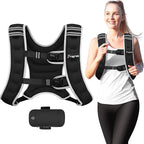 Fragraim Weighted Vest for Women Men - 8lb/10lb/12lb/16lb/22lb/25lb/30lb Weight Vest with Reflective Stripe, Detachable Phone Pouch, Ideal for Walking, Strength Training, Running, Workout, Cardio