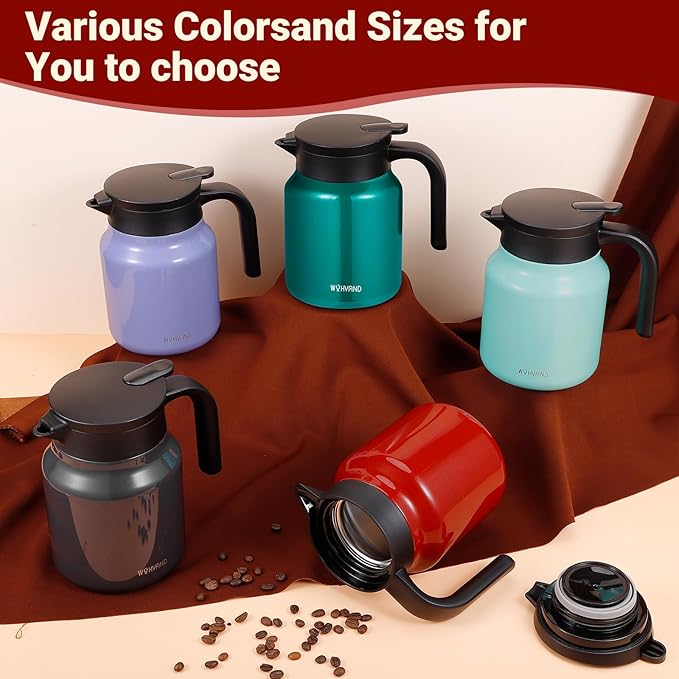 34Oz Thermal Coffee Carafe for Hot/Cold, Stainless Steel Thermos Carafes for Hot Liquids, Dustproof Insulated Hot Water Carafe for Party/Home,Red