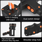 Rechargeable Spotlight Flashlight Water Resistant 8 Hour Runtime LED Super Bright Handheld Searchlight with Shoulder Strap,for During Hurricane Emergency Walking Outages Boating Camping Lantern