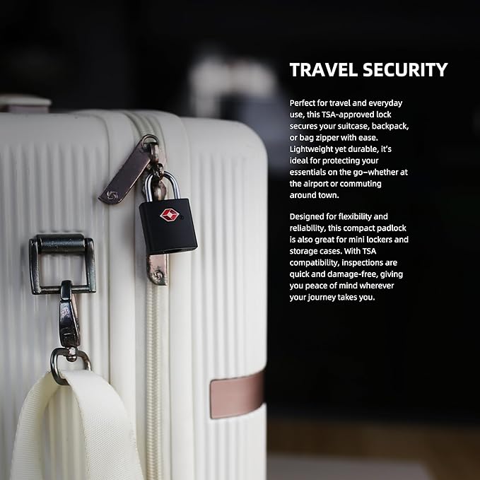 TSA Locks for Luggage with Keys, Travel Luggage Locks TSA Approved 4 Pack, Small Padlock with Key, Keyed Alike Mini Padlock for Suitcase, Backpack, Bag, Zipper, Case, Box, Small Locker