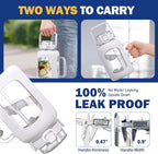 BLUEGO Water Bottle 64 oz Tumbler with Lid and Straw, Glass Water Bottle with Straw, Water Tumbler with Handle Half Gallon Water Jug Large Waterbottle for Daily Water Intake, BPA Free, White