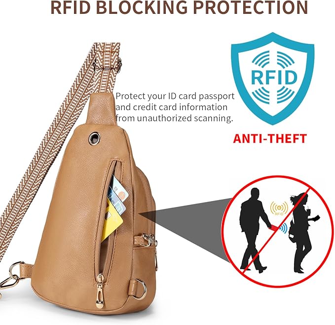 Crossbody Bags for Women Anti Theft Vegan Leather Sling Bag RFID Blocking Chest Bag for Travel