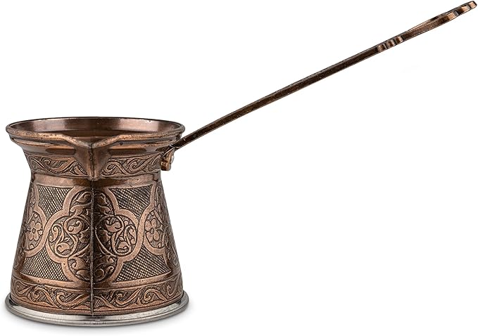 Alisveristime Authentic Turkish Coffee Pot, Handmade Cezve/Ibrik, 3.14-Inch Width, 3.14-Inch Height - 13.52 Ounce Enhance Your Coffee Experience Now! (4 Cup) (Antique Brown)