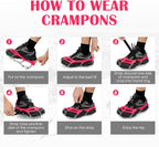 Crampons Ice Cleats Traction Snow Grips for Boots Shoes Women Men Anti Slip 19 Stainless Steel Spikes Safe Protect for Hiking Fishing Walking Climbing Mountaineering