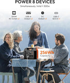 Apowking Portable Power Station 300W Rated(600W Peak), 256Wh LiFePO4 Battery, Solar Powered Power Bank with 2 AC Outlet 110V Pure Sine Wave, Solar Generator for Home Outdoor Camping Emergency