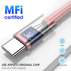 Apple USB C to USB C Charging Cable 3Pack 6ft, USBC Fast Charger Cord, 60W Type-C to Type-C Cable for iPhone 17/16 Pro Max Plus, iPhone 17 Air, iPad Air/Pro Pink