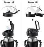 GOSWAG Insulated Sports Water Bottle, 24oz 2 Lids(with Straw/No Straw), Stainless Steel Water Bottles with Paracord Handle, Insulated Bottle with Double-Wall Vacuum Insulation