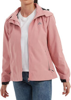 MOERDENG Women's Waterproof Rain Jacket Lightweight Raincoat Hooded Hiking Jacket Softshell Windbreaker