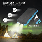 ERRBBIC Solar Charger Power Bank 20000mAh, Portable Wireless Charger, 15W Fast Charging External Battery Pack with Dual Flashlight and USB C Outputs. Outdoor Mobile Power Compatible with Cell Phones