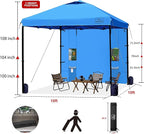 KAMPKEEPER 10x10 Pop Up Canopy Tent with Sidewall - Easy Setup Sun Shelter, Outdoor Shade with Vented Roof for Backyard | UV & Rain Portable Instant Camping Beach Canopy Tents (Light Blue)