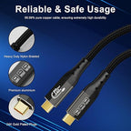 ZIKNYDO USB 4 for Thunderbolt 5 Cable, USB C 80Gbps Data Transfer, 120Gbps Bandwidth for 16K/Dual 8K Displays, PD3.1 240W Charging-1.6FT/0.5m, for Thunderbolt 4, SSD, MacBook M4 Pro/Max, Docking, eGPU