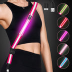 LED Reflective Belt Sash - 5 Lights Colors & 3 Light Modes High Visibility Night Safety Belt, Rechargeable Light Up Running Gear Adjustable Vest Straps for Runners Walkers Men Women