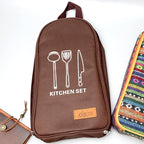 NatSumeBasics Camping Travel Cooking Utensils Organizer Travel Bag Portable Pouch for BBQ Camp Cookware Kitchen Kit